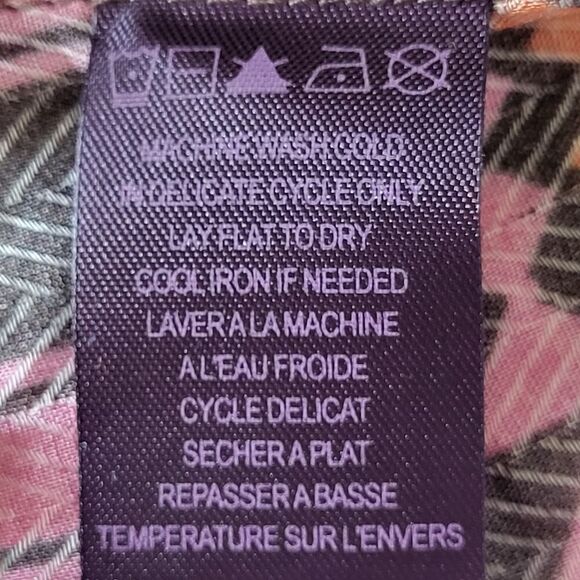 Hale Bob X-Small Multi Color Print All Viscose Blouse Long Sleeves Tie Placard - Picture 16 of 16